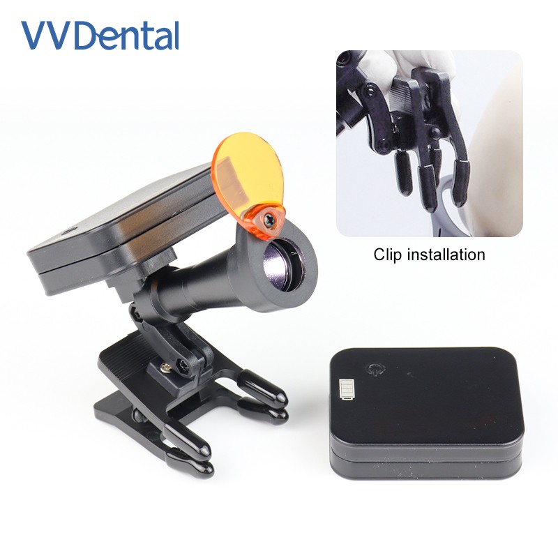 5W Wireless Dental LED Headlight Lamp Magnetic Clip-on Headlamp with 2 Batteries