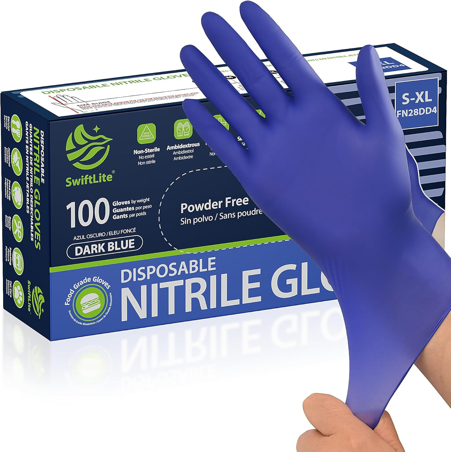 Disposable Nitrile Gloves, Food Safe, Latex-Free Powder-Free, Kitchen Rubber Glo