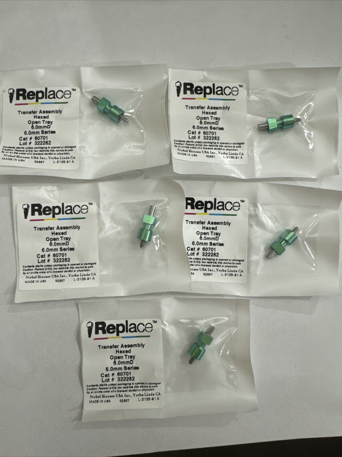 REPLACE Nobel Biocare TRANSFER ASSEMBLY HEXED OPEN TRAY 6.0mm