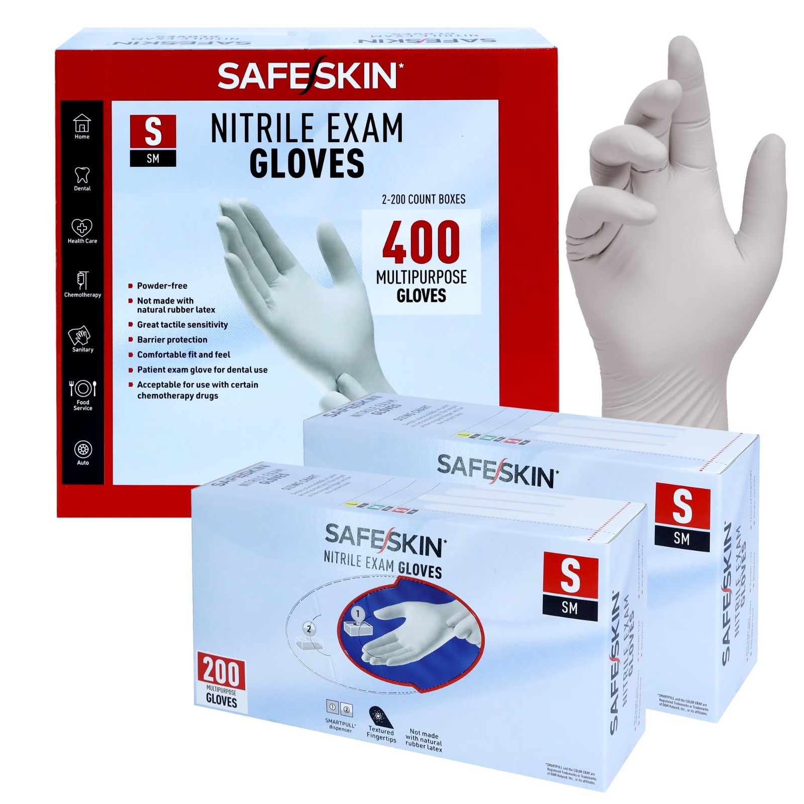 Disposable Nitrile Exam Gloves – 3.5 Mil, Gray, Powder-Free for Medical, Dental,