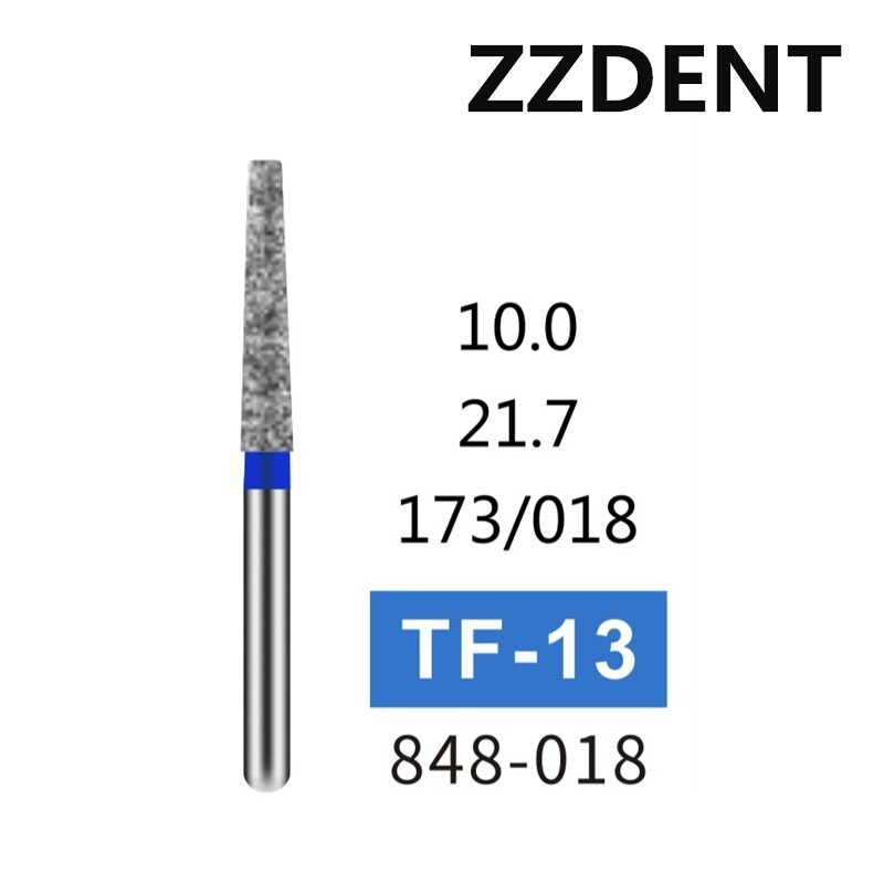 100x TF-13 ISO 173/018 Taper Flat End Blue Medium Grit FG Dental Diamond Burs