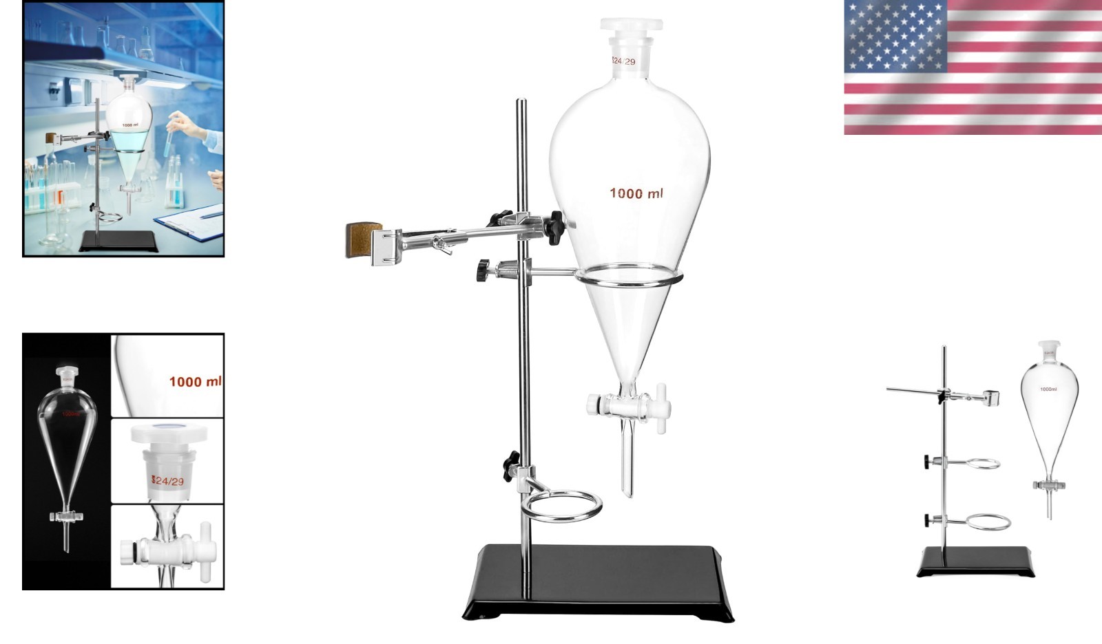 Complete Laboratory Titration Setup: 1000ml Funnel and Heavy Duty Support Rackt*