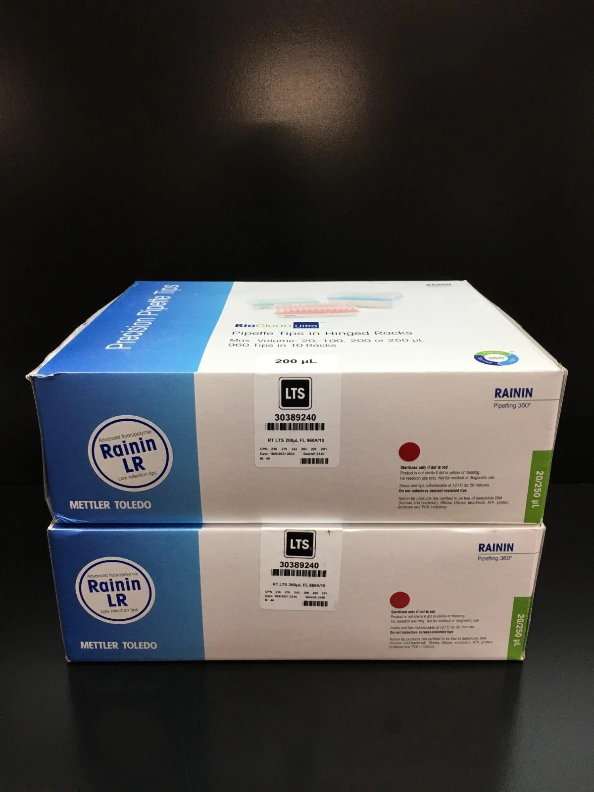 Rainin REF 30389240 RT LTS 200uL FL 960A/10 Pipette Tip Lot 2 Packs