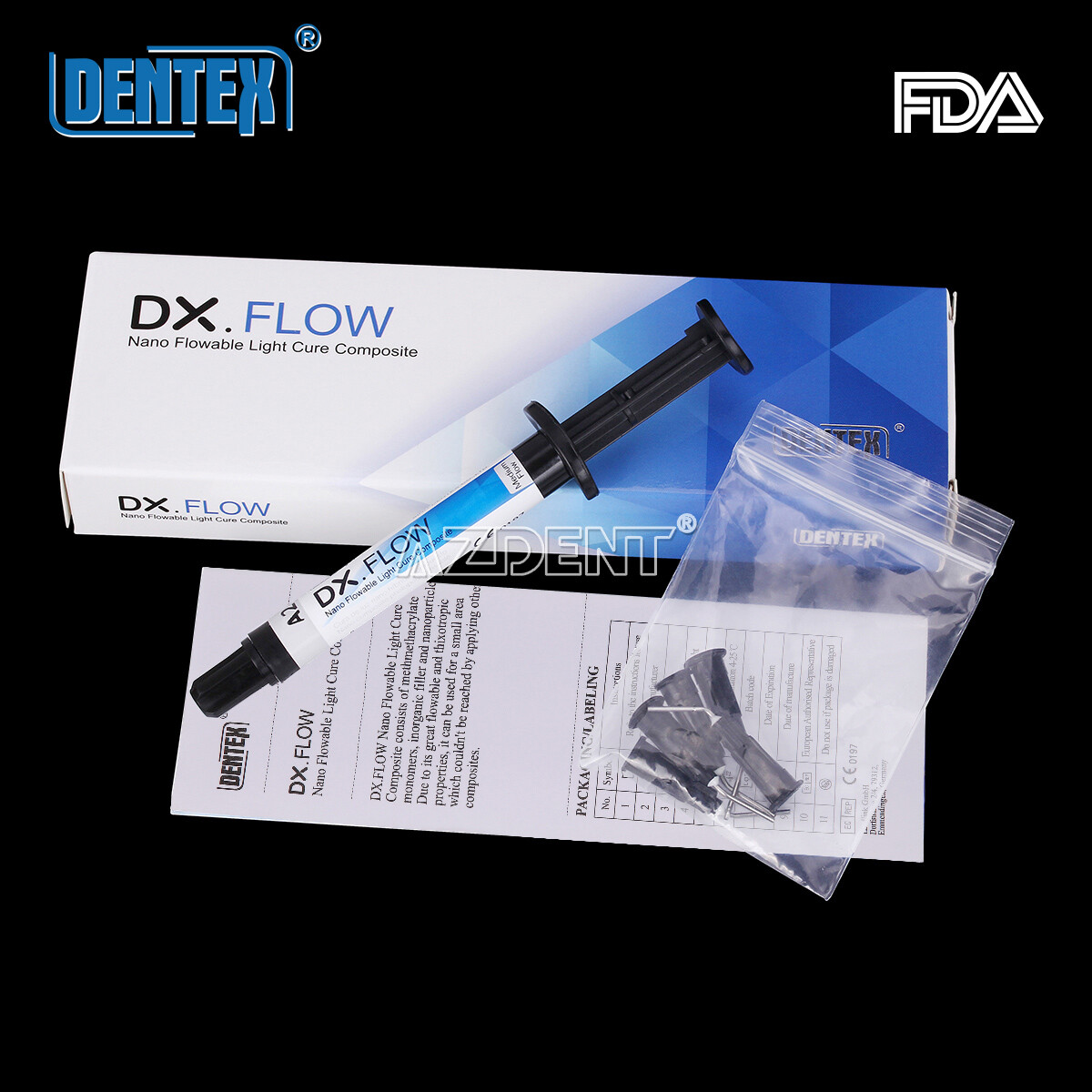 Dental Flowable Medium Flow Light Cure Composite DENTEX DX.FLOW A2