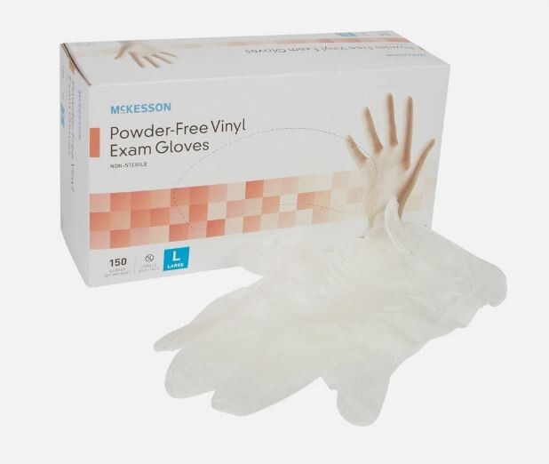 New McKesson Powder-Free Vinyl Exam Gloves | Large | 150 Count (14-136)