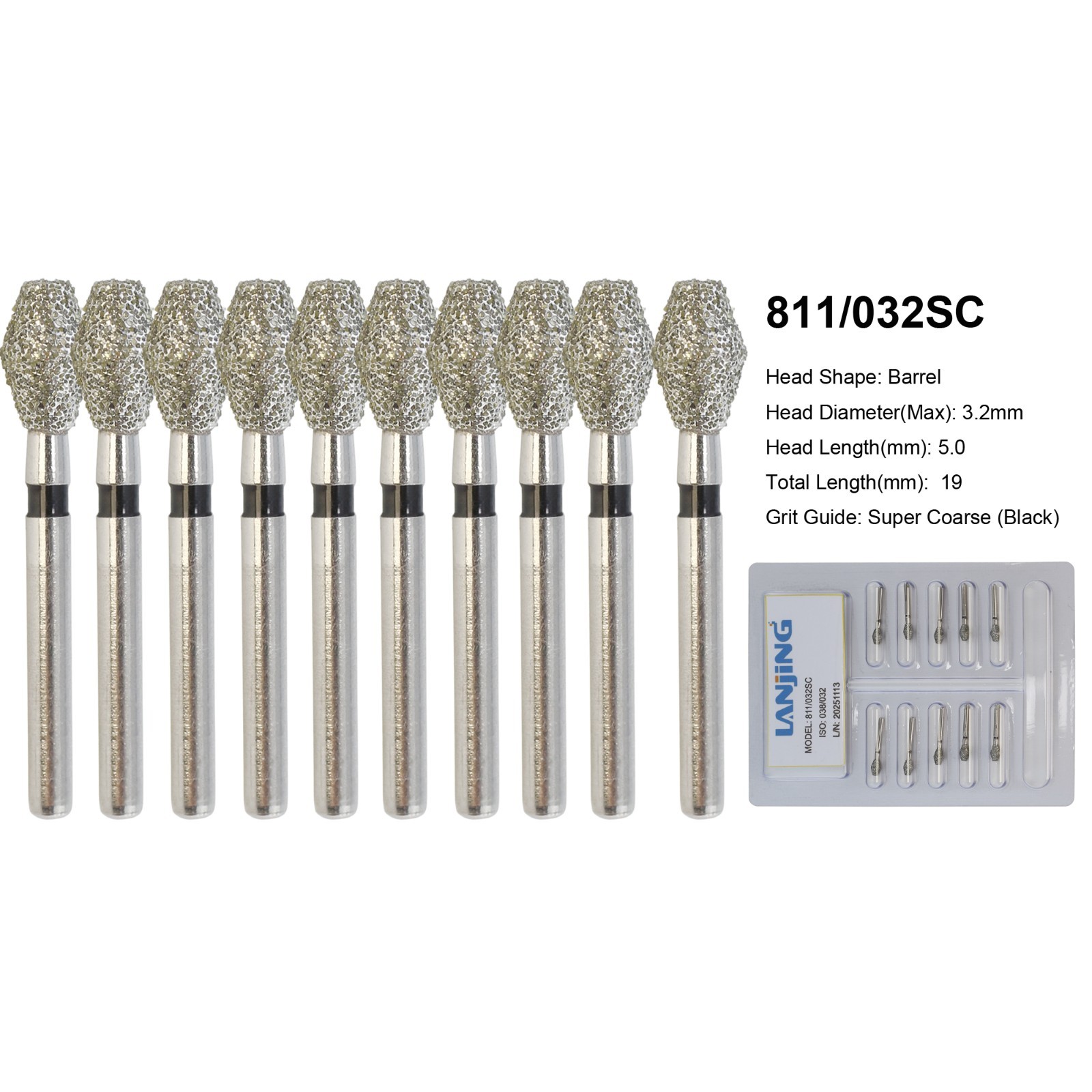 Barrel Bur Dental Diamond Bur Barrel 811 Super Coarse Friction Grip FG Multi-Use
