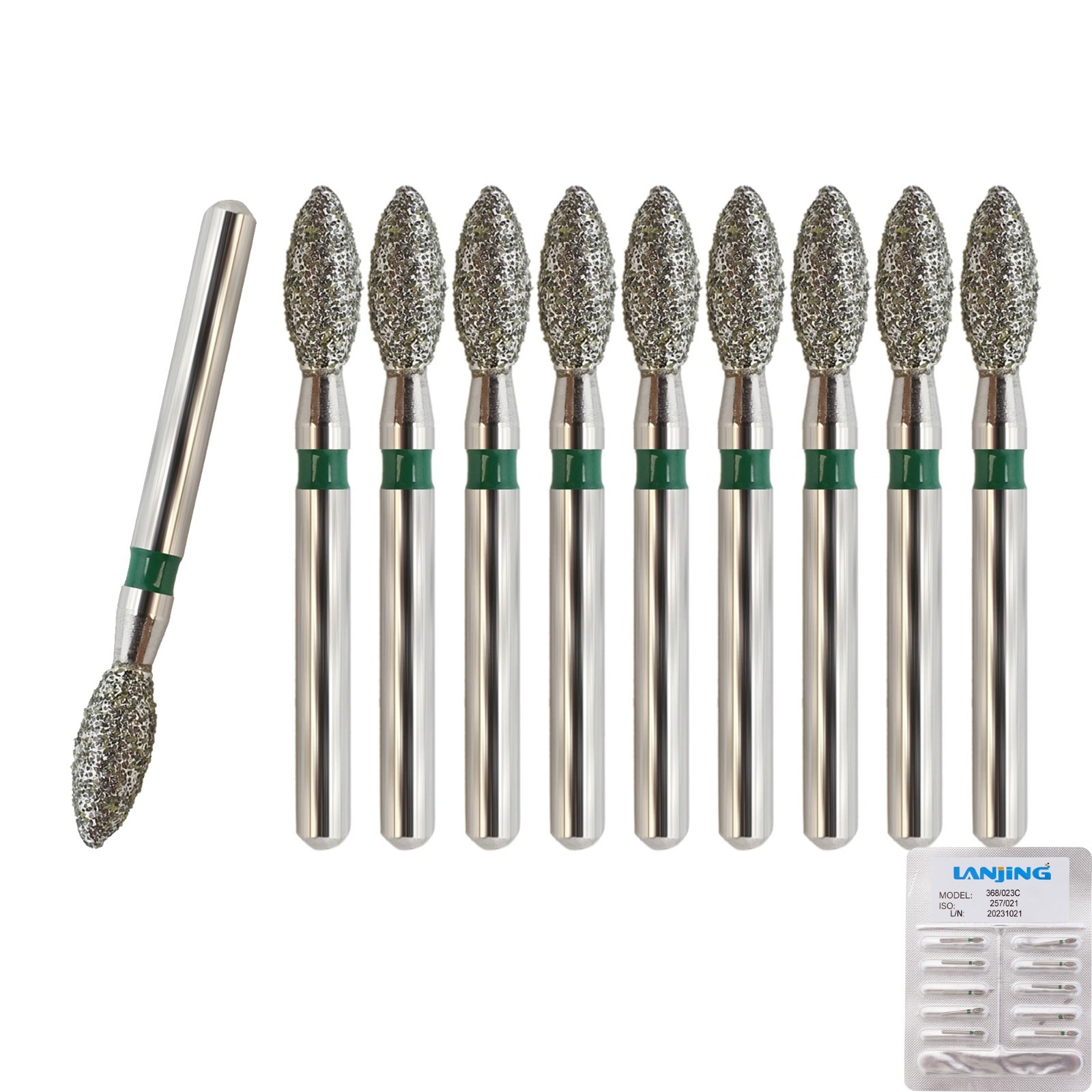 Dental Diamond Burs Football Egg 368/023C Coarse Grit Fine Friction Grip 19mm