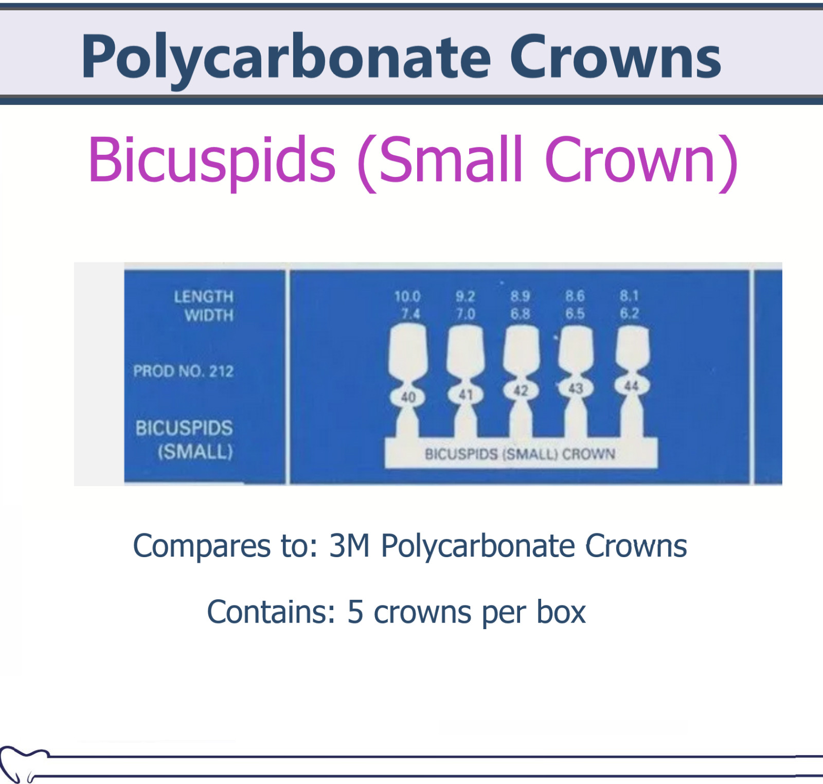 MARK3 Dental Temporary Polycarbonate Crowns All Sizes Swiss Made Box/5, 3M Type