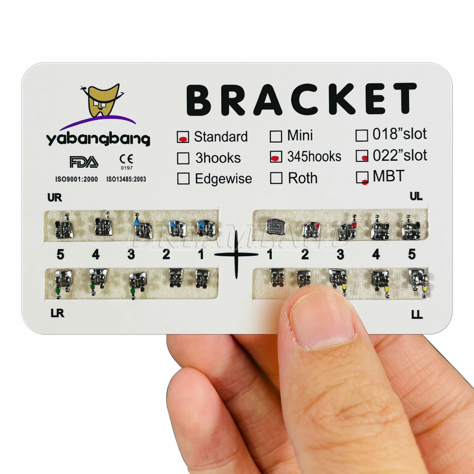 Dental Orthodontic Bracket Braces Standard MBT 022 345 Hooks Metal CE FDA