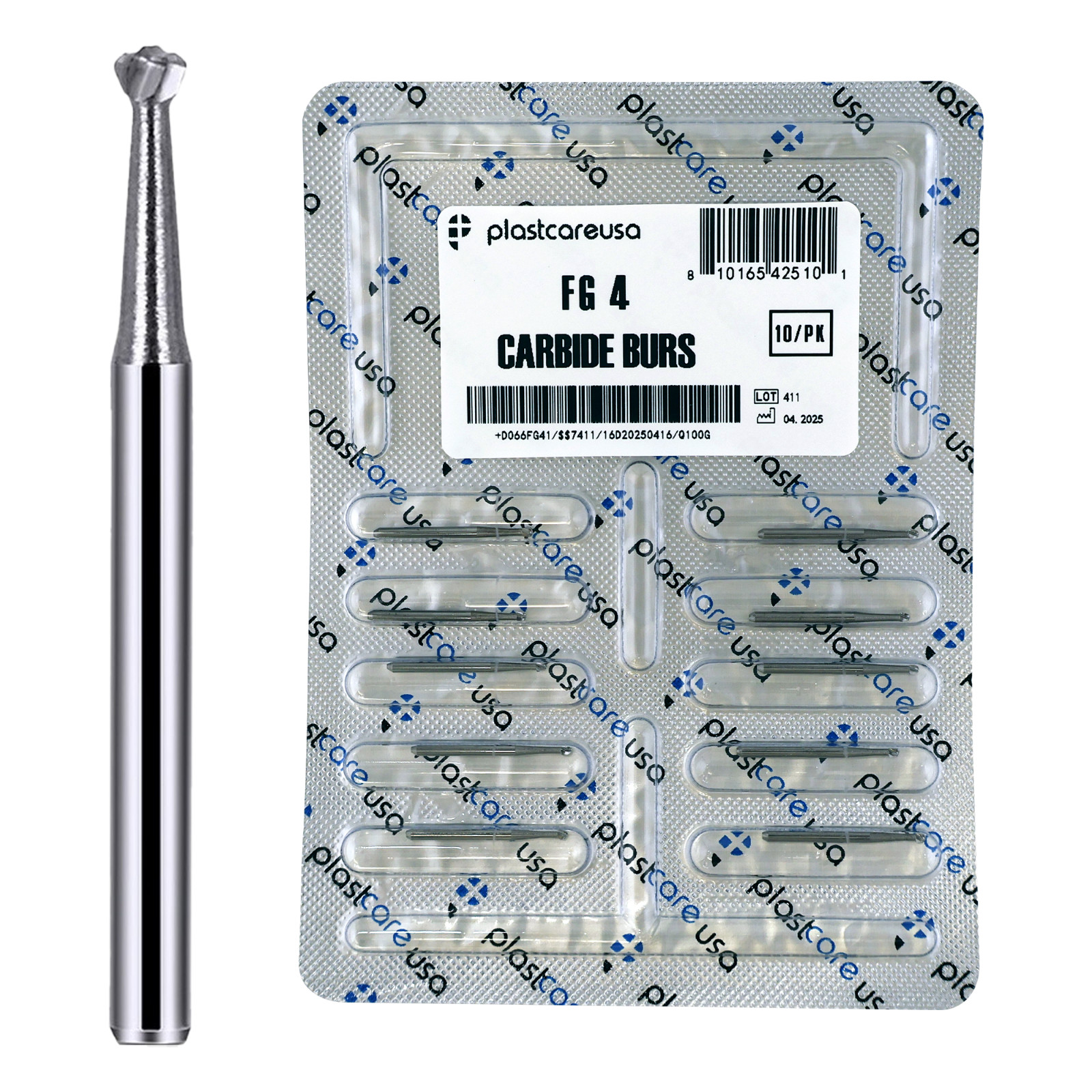 10 FG4 Round Carbide Dental Burs High Speed Handpiece Friction Grip Drill Bits