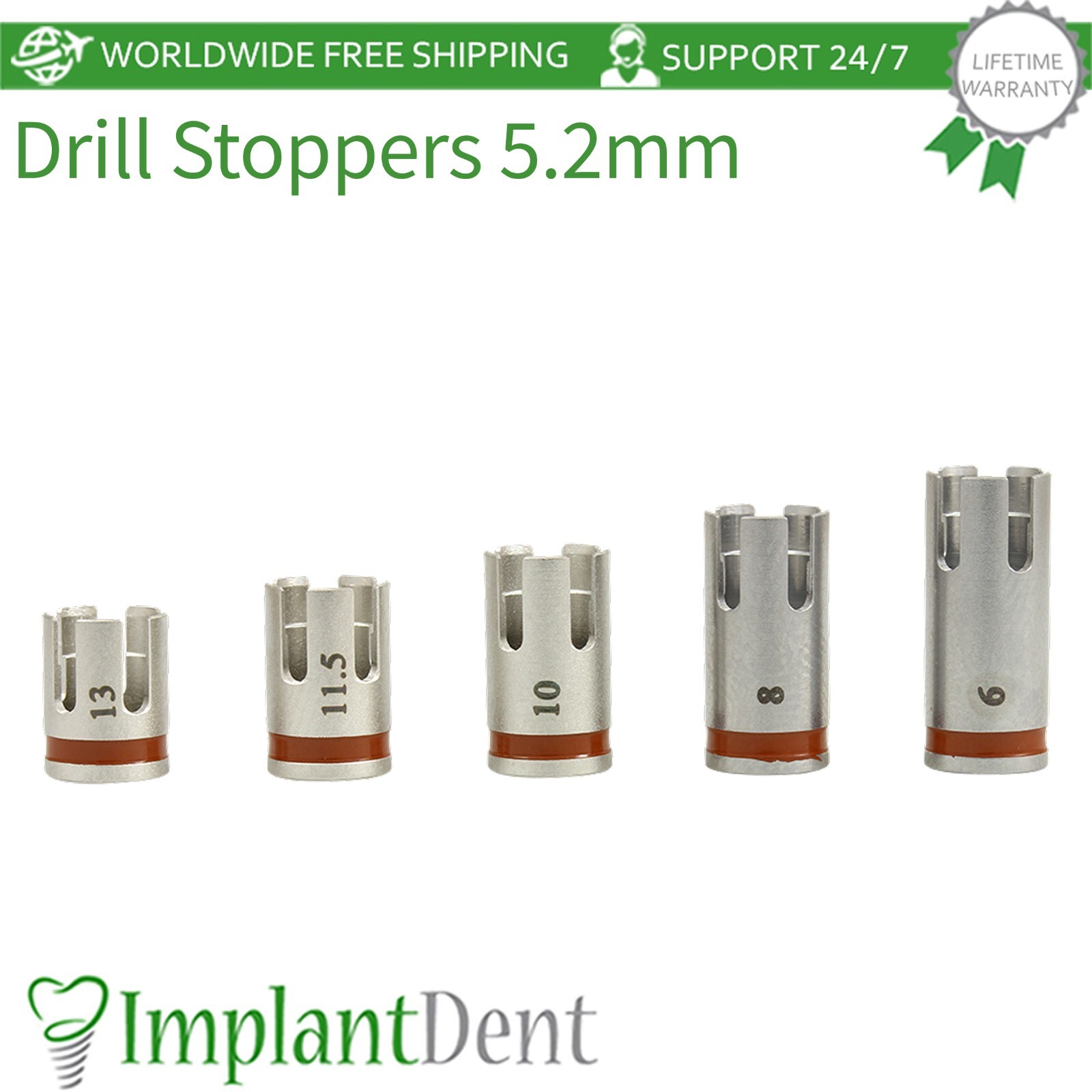 Dental Drill Stopper 5.2mm – Black Stainless Steel Dentistry Tool