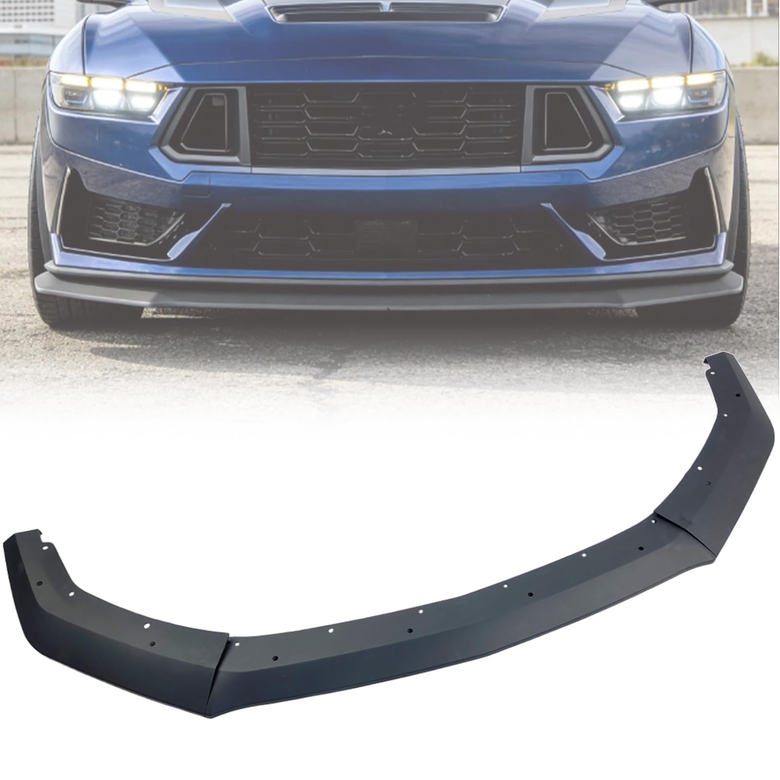 Front Bumper Lip Spoiler Matte Black 3Pcs For 2024-2025 Ford Mustang GT EcoBoost
