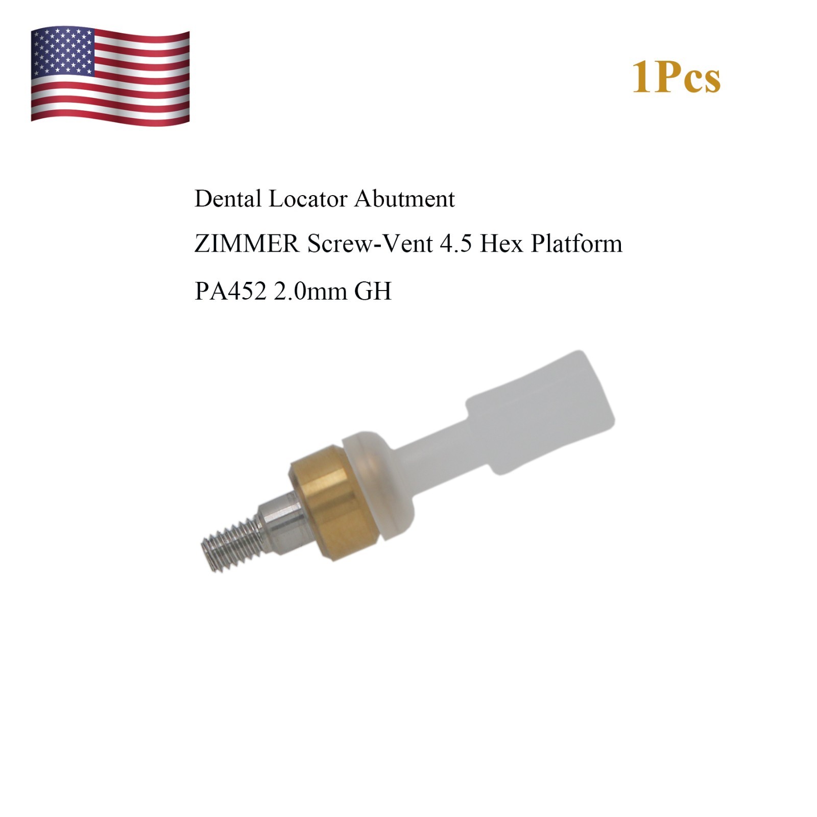 Dental Attachment Locator Abutment for Zimmer Screw-Vent 4.5 Platform 1-5.0mm H