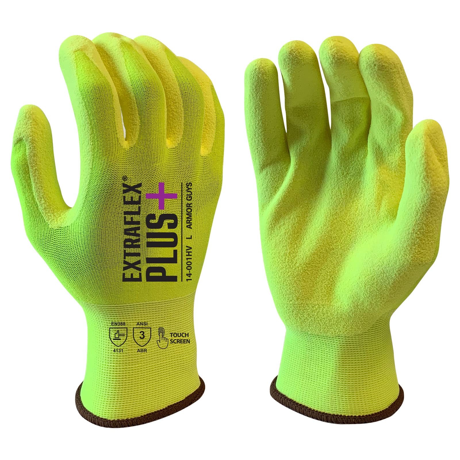 Armor Guys Extraflex Plus Protective Work Gloves Hi-Vis Nylon Liner – Ansi 3