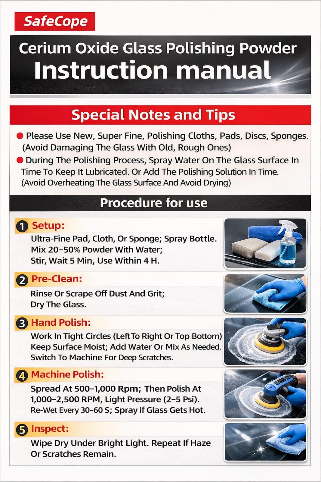6.6 fl oz (200 ml) Cerium Oxide Glass Polishing Liquid – Deep Cleaning Gla