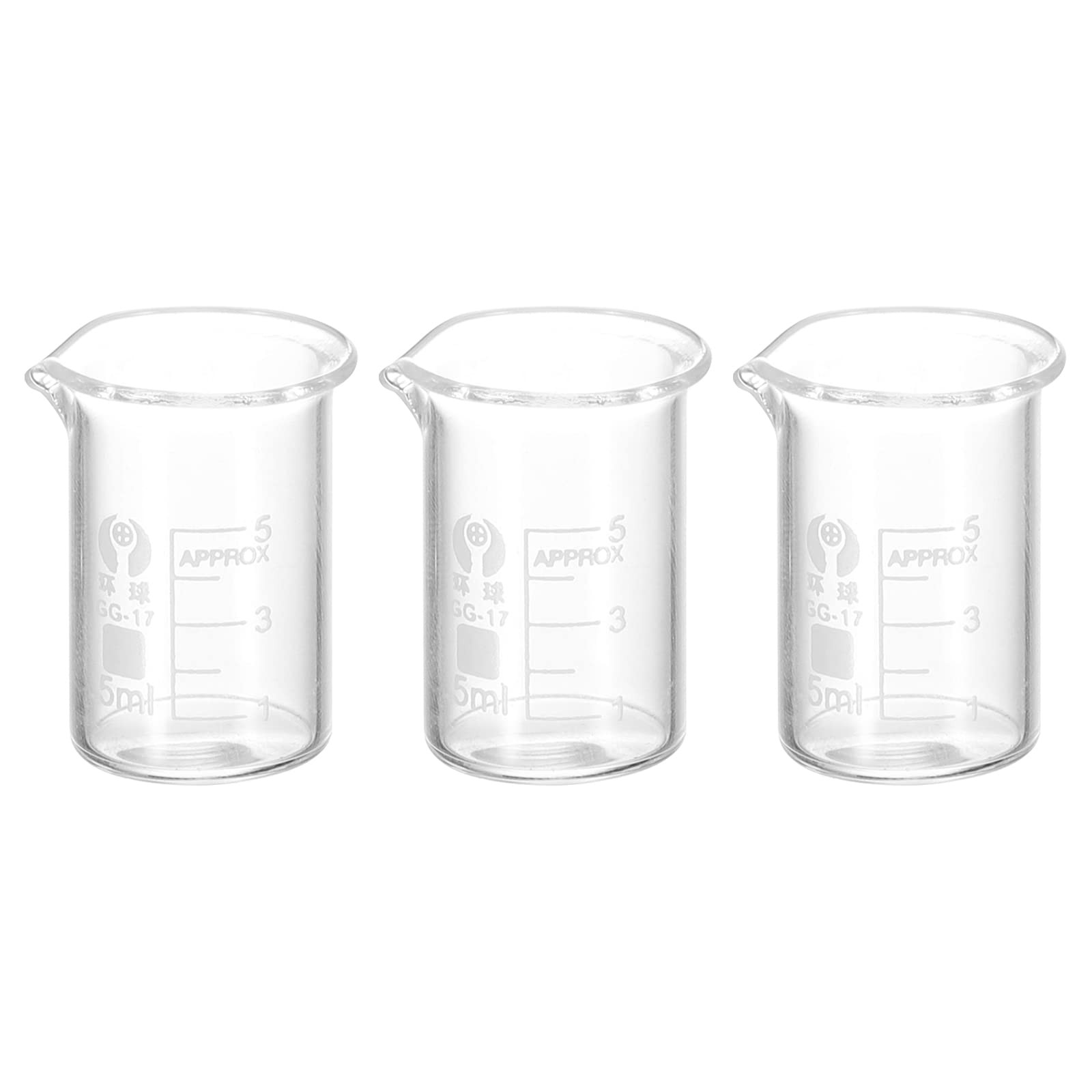 5ml Borosilicate Glass Beaker 3 Pcs Graduated Printed Scale Measuring Cup