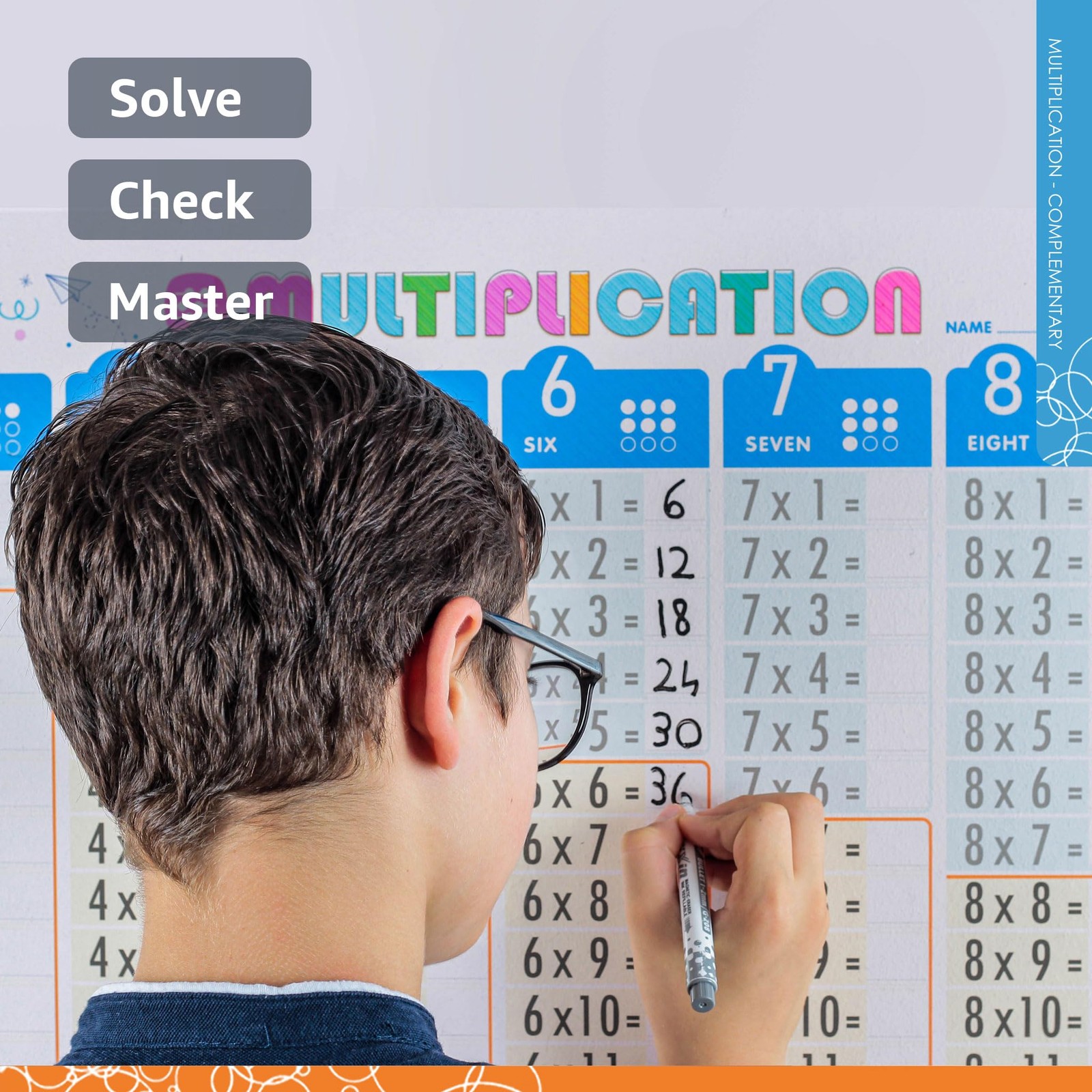 Walljoy Large Dry Erase Multiplication Clear Times Table Reusable