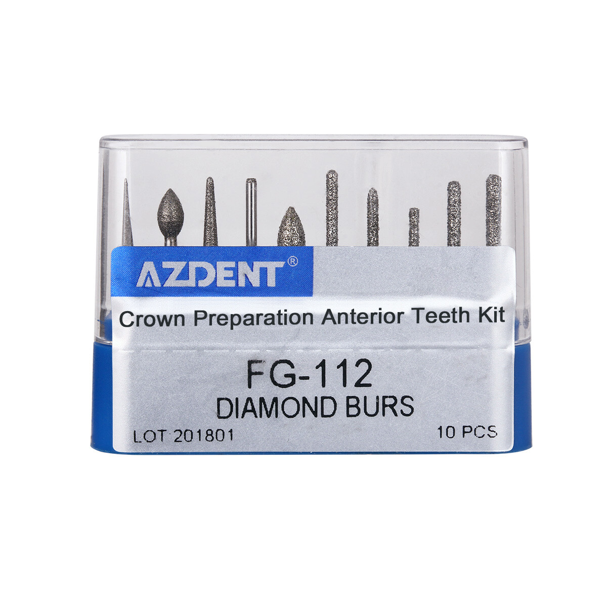 Dental Diamond Burs FG-112 Crown Preparation Anterior teeth High Speed AZDENT