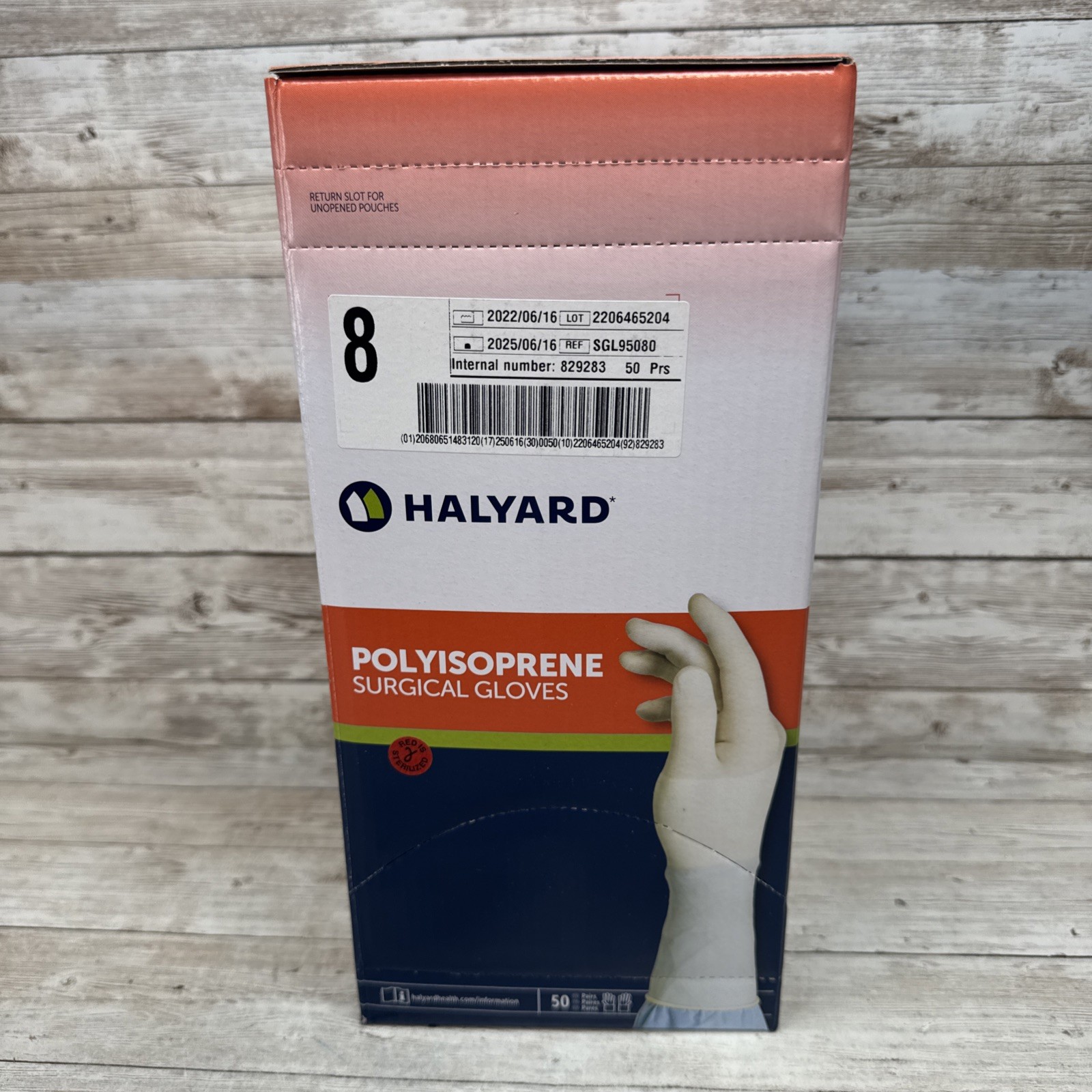 HALYARD Polyisoprene Surgical Gloves Size: 8 *1 Box 50 Pair* *See Date*6-25