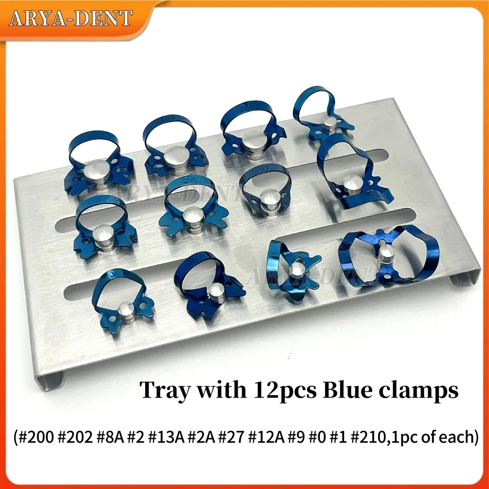 Dental Endodontic Rubber Dam Clamps Restorative Clips Clamp Set With Sliver Tray