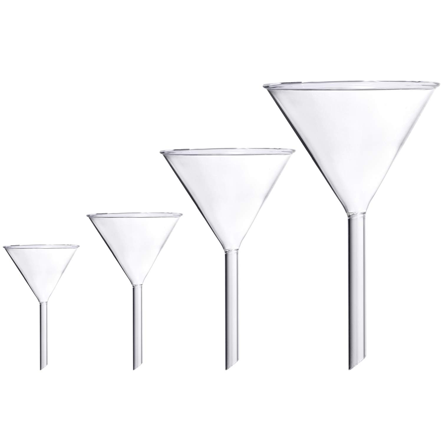Glass Funnel Set, 4 Pcs Lab Borosilicate Glass Funnels, 100mm (170mm Length),…