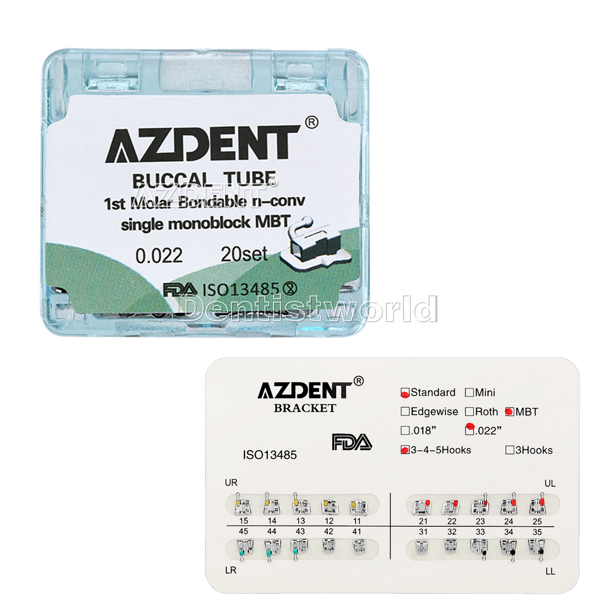 Dental Ortho 1st Molar Bondable N-Conv MBT022 Buccal Tubes/Brackets Brace AZDENT