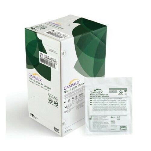 *50-Pairs* Ansell Gammex Non-Latex PI Green PF Size-6.5 Surgical Gloves 20685265