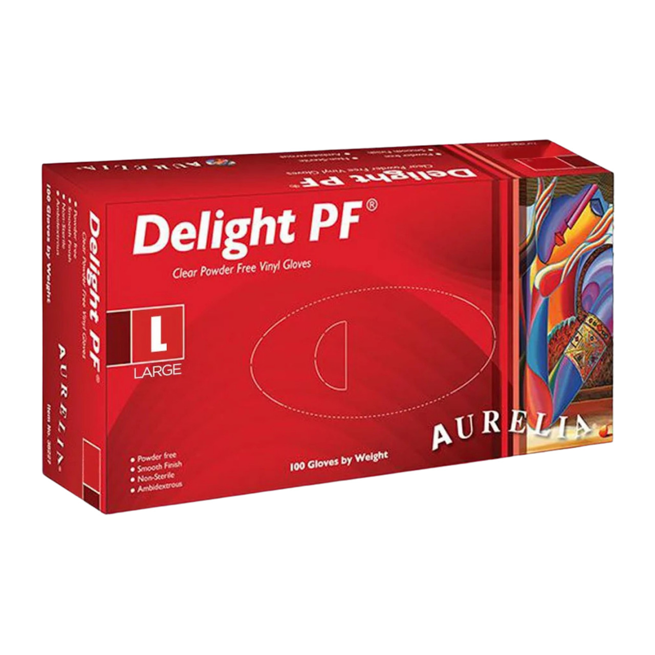 Aurelia Delight Vinyl PF Gloves, 100/Box, Large
