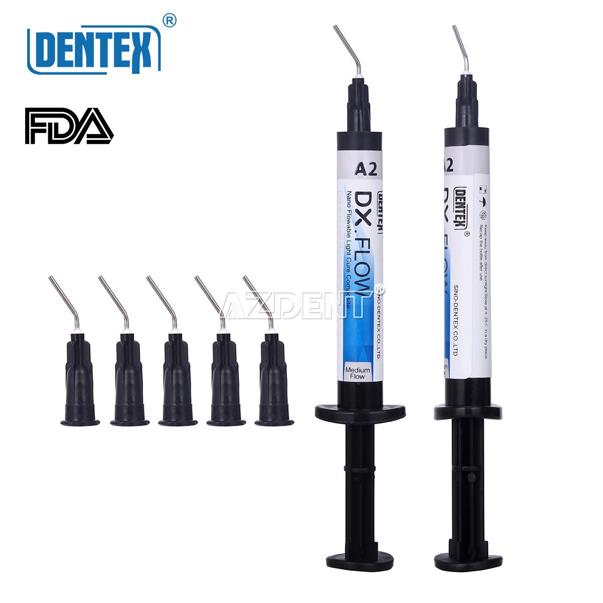 DENTEX Dental Flowable Light Cure Composite Resin Medium Flow A2 3g/ Syringe