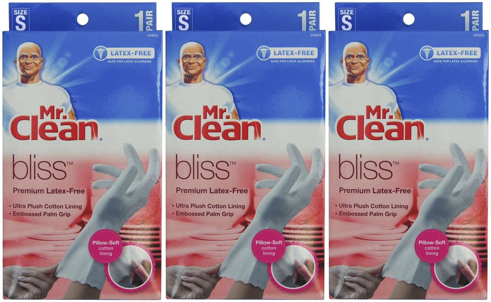 Premium Latex Free Cleaning Gloves 3 Pair Small White 12 Inch Cuff