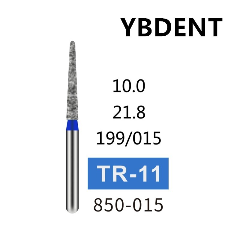 100 PCS TR-11 850-015 Taper Round End Medium Grit FG Dental Diamond Burs