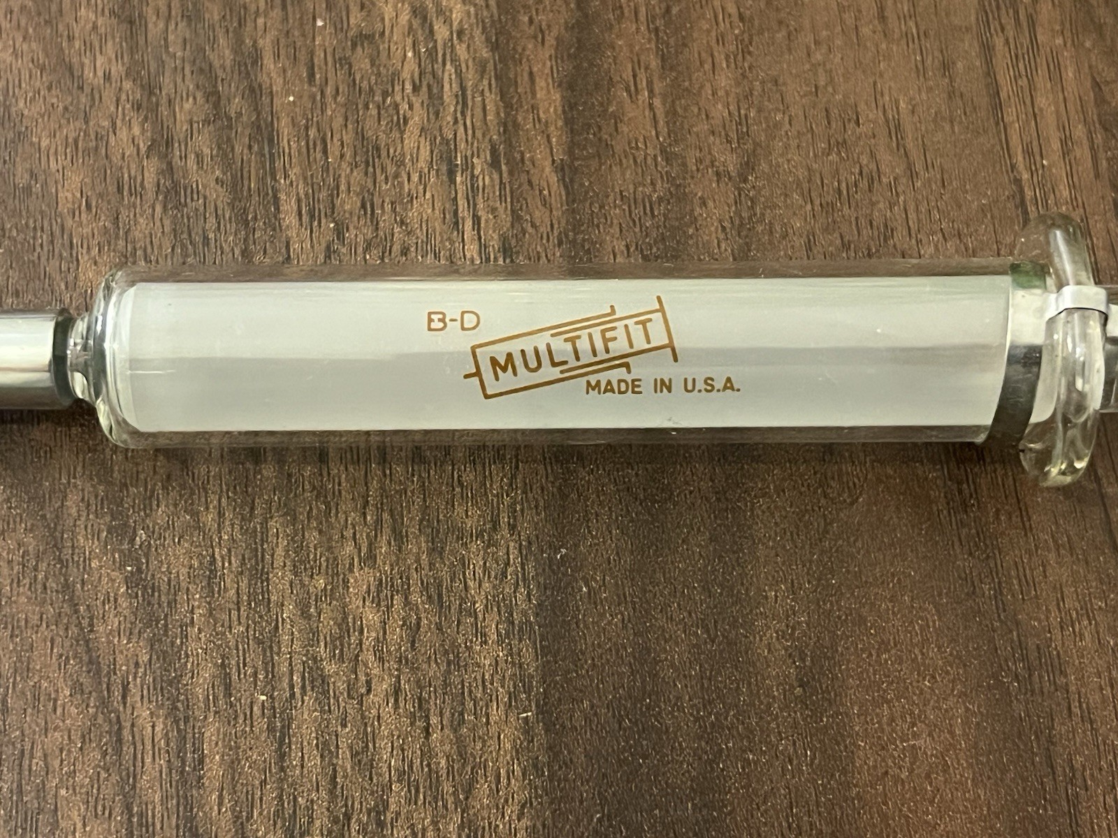 BD Multifit 10cc Reusable Glass Syringe w/ Metal Tip USA Vintage