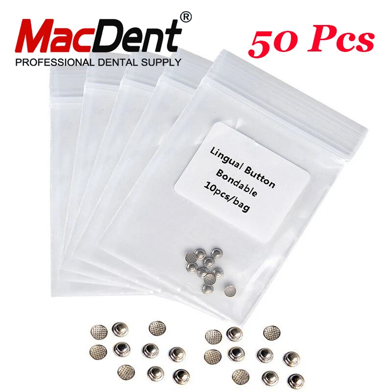 50pcs MacDent Dental Orthodontic Lingual Buttons Bondable Round Base 10pcs/pack