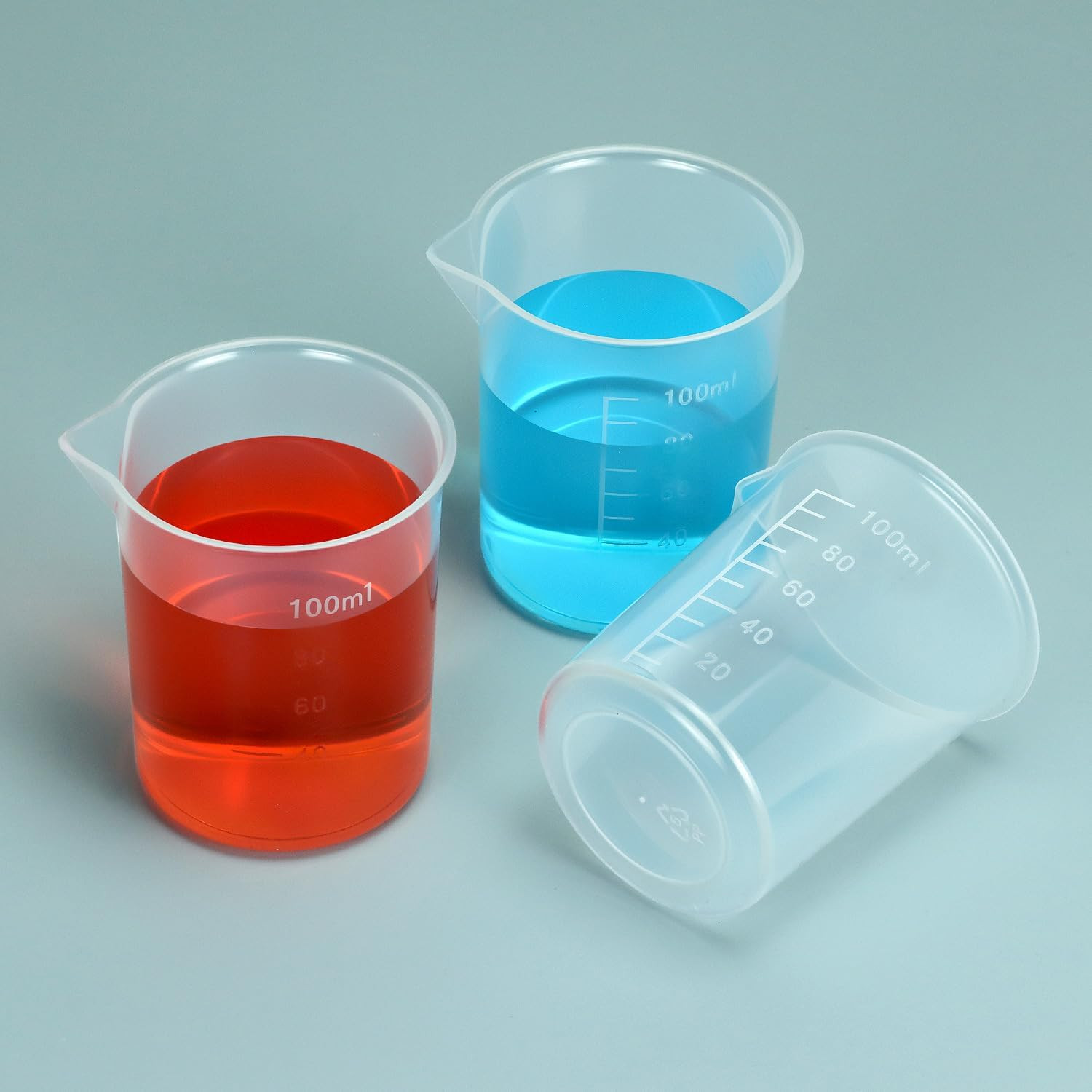 12Pk 100ml 3.4oz Plastic Beaker Cups Lab Measuring Mixing Cup Scale