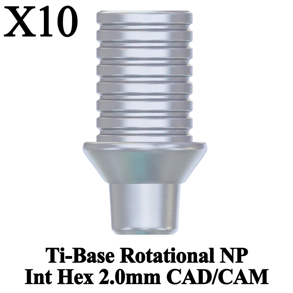 10pcs Dental Ti-Base CAD/CAM Rotational NP Int Hex 2.0mm Titanium Library Slim