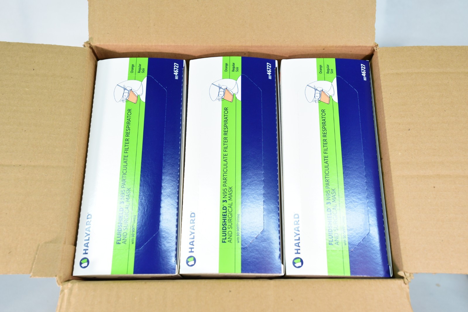 Halyard Fluidshield 3 N95 Particulate Respirator Mask 6 boxes of 35 = 210 Masks