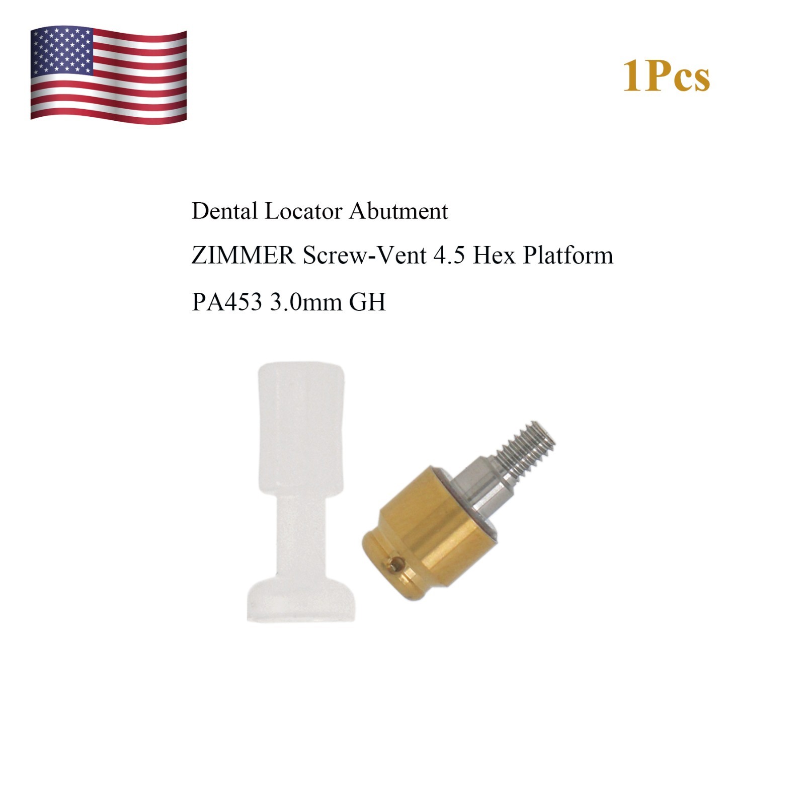 Dental Attachment Locator Abutment for Zimmer Screw-Vent 4.5 Platform 1-5.0mm H