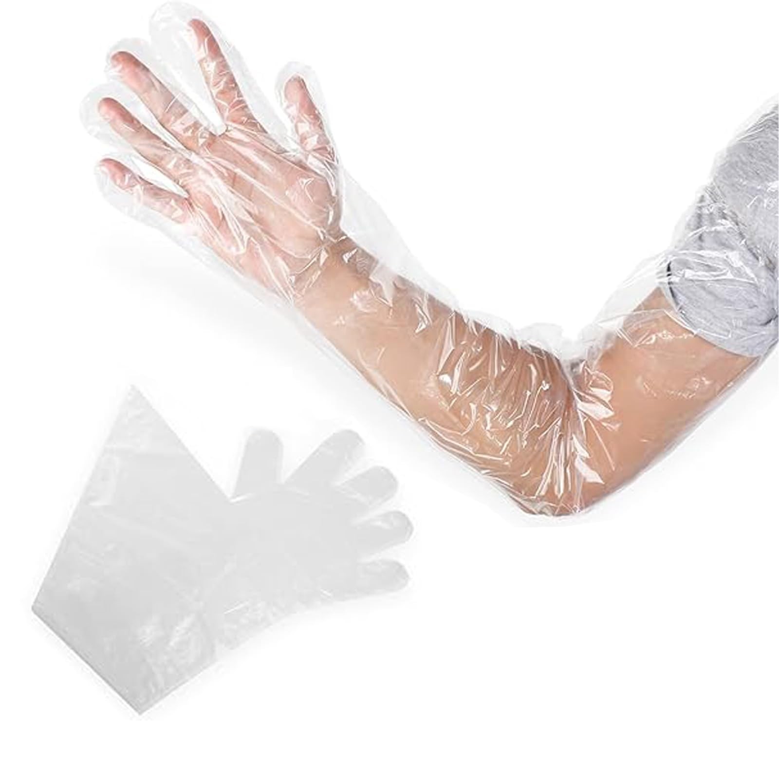 Jcwto 50pcs Disposable Long Plastic Full Arm Vet Gloves for Field Dressing & …