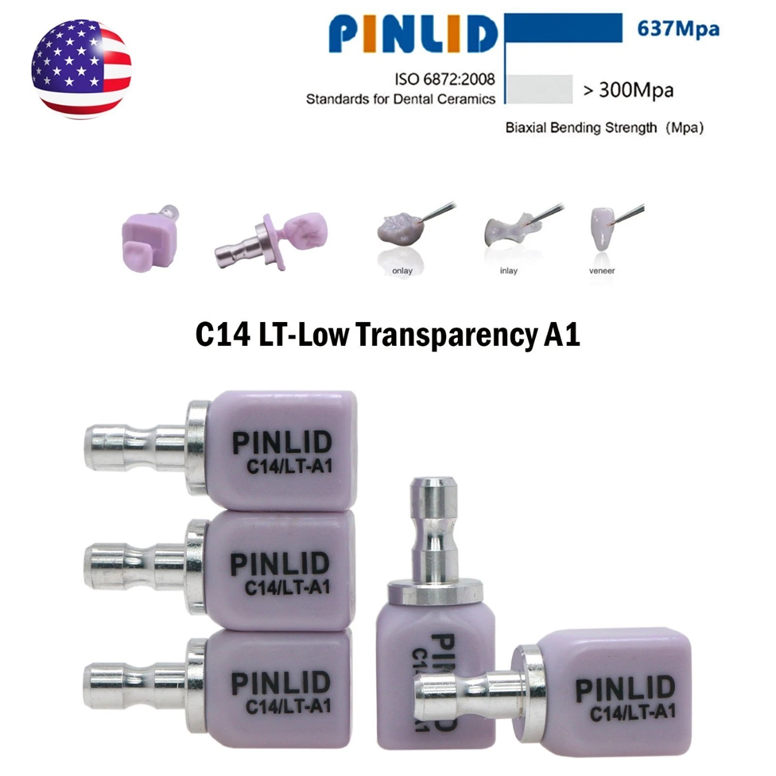 C14 Dental Emax CAD/CAM CEREC Ceramic Blocks Lithium Disilicate Block – 5pcs/Box