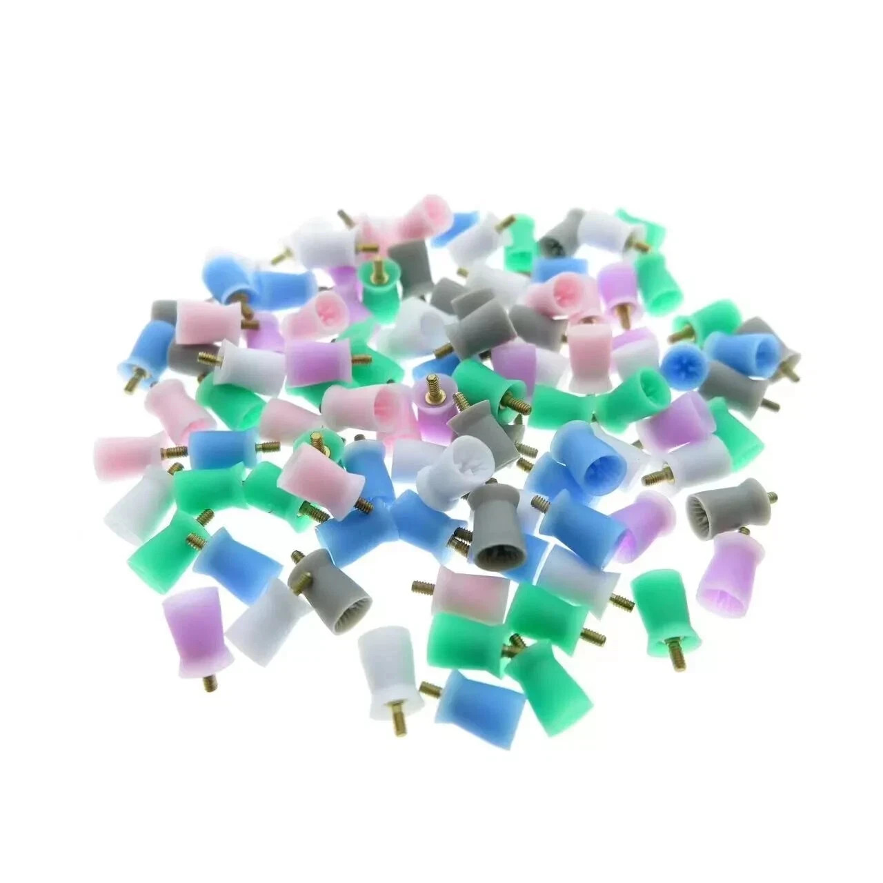 10 Packs Dental 4 Webbed Screw On Type Prophy Polishing Cups Polisher Colorful