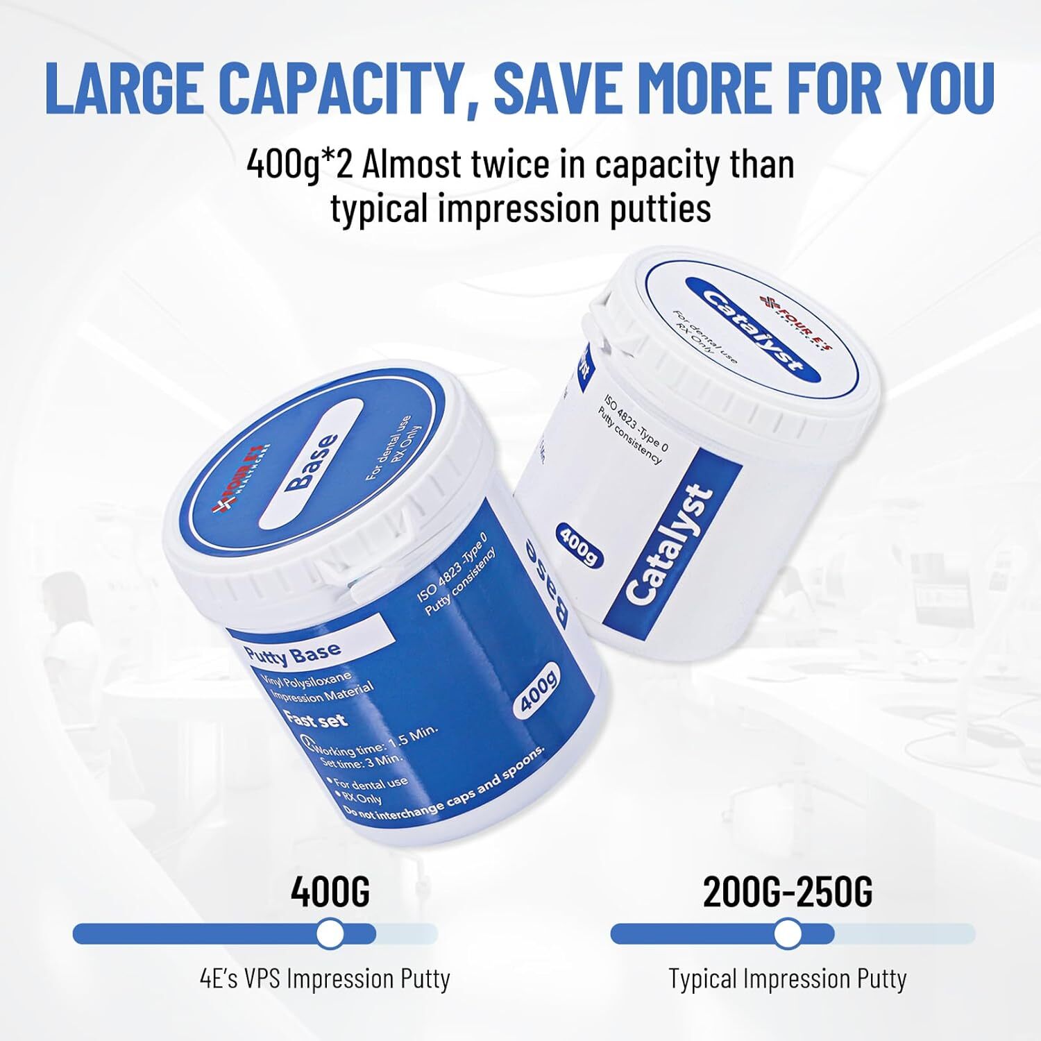 New Dental Impression Putty Fast Set 800g VPS Putty (400g Base & 400g Catalyst)
