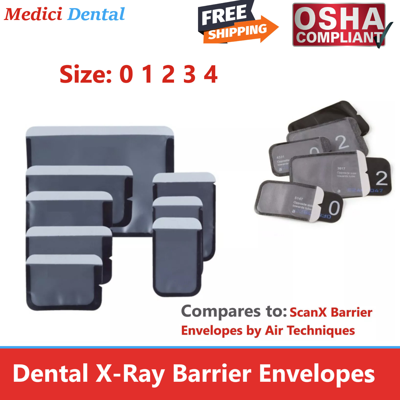 Barrier Envelopes for Phosphor Plate Dental Digital X-Ray Size 0 1 2 3 4, ScanX