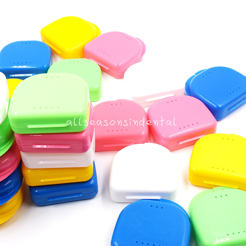 100 Pcs Dental Retainer Denture Storage Orthodontic Mouthguard Colorful Case Box