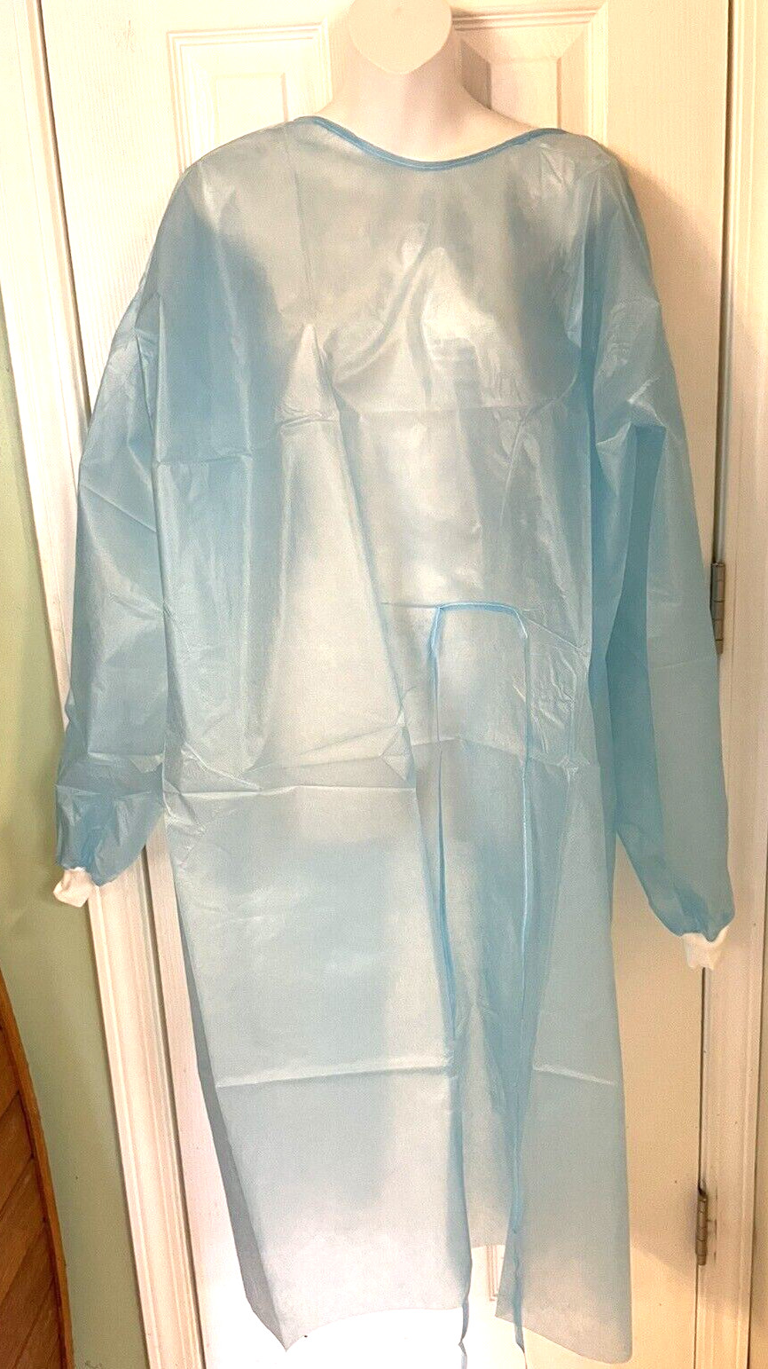 Isolation Gown PP+PE Laminated Long Sleeve, Knitted Cuff 2 Pkgs 20 gowns 24.89
