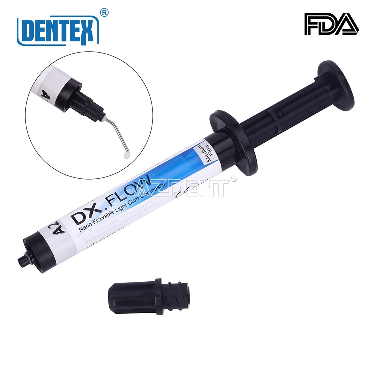 DENTEX Dental Flowable Light Cure Composite Resin Medium Flow A2 3g/ Syringe