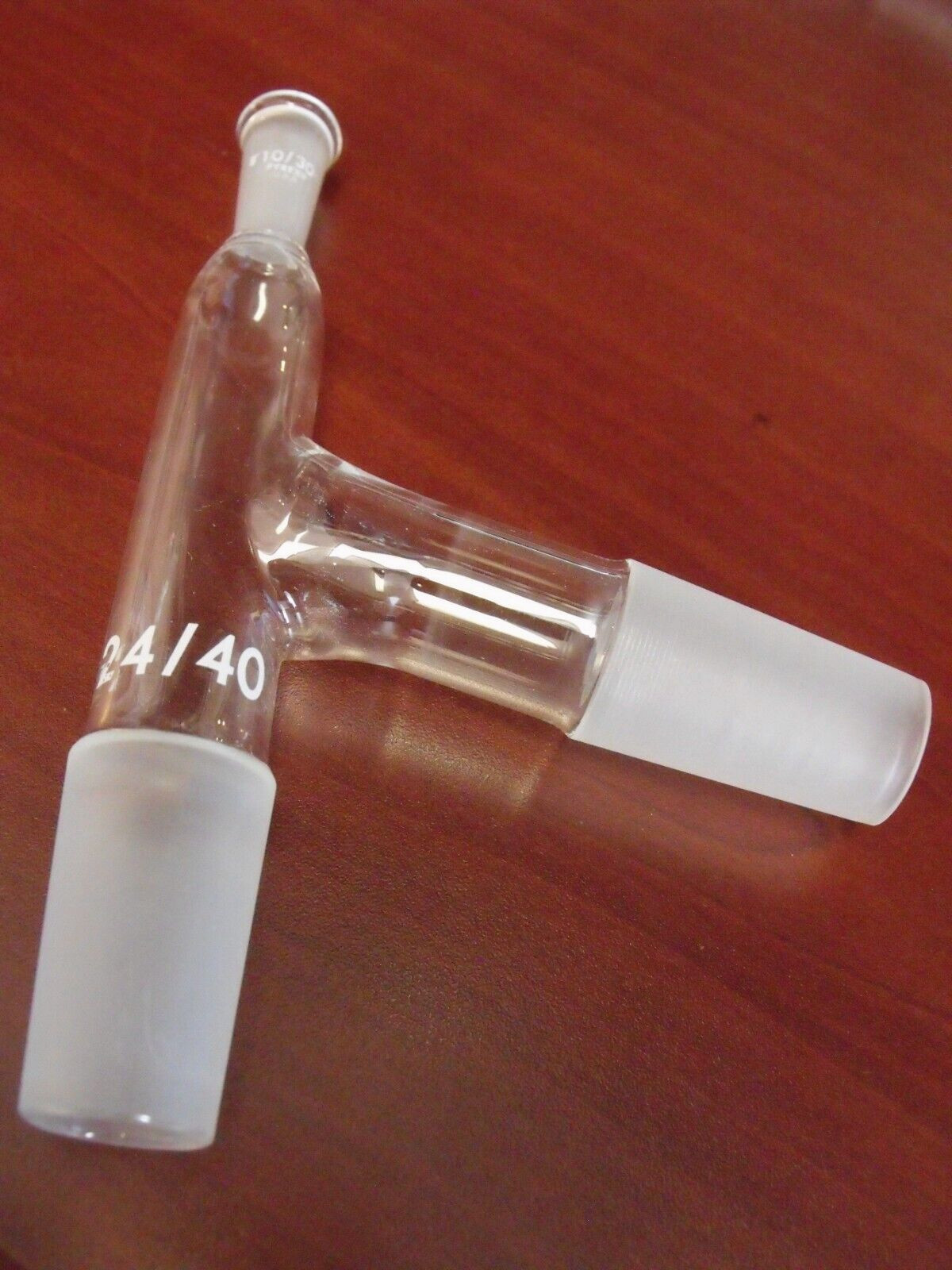 PYREX ADAPTER CONNECTOR TUBE 75° 2-WAY 24/40 & 10/30 THERMOMETER PORT 8980-24