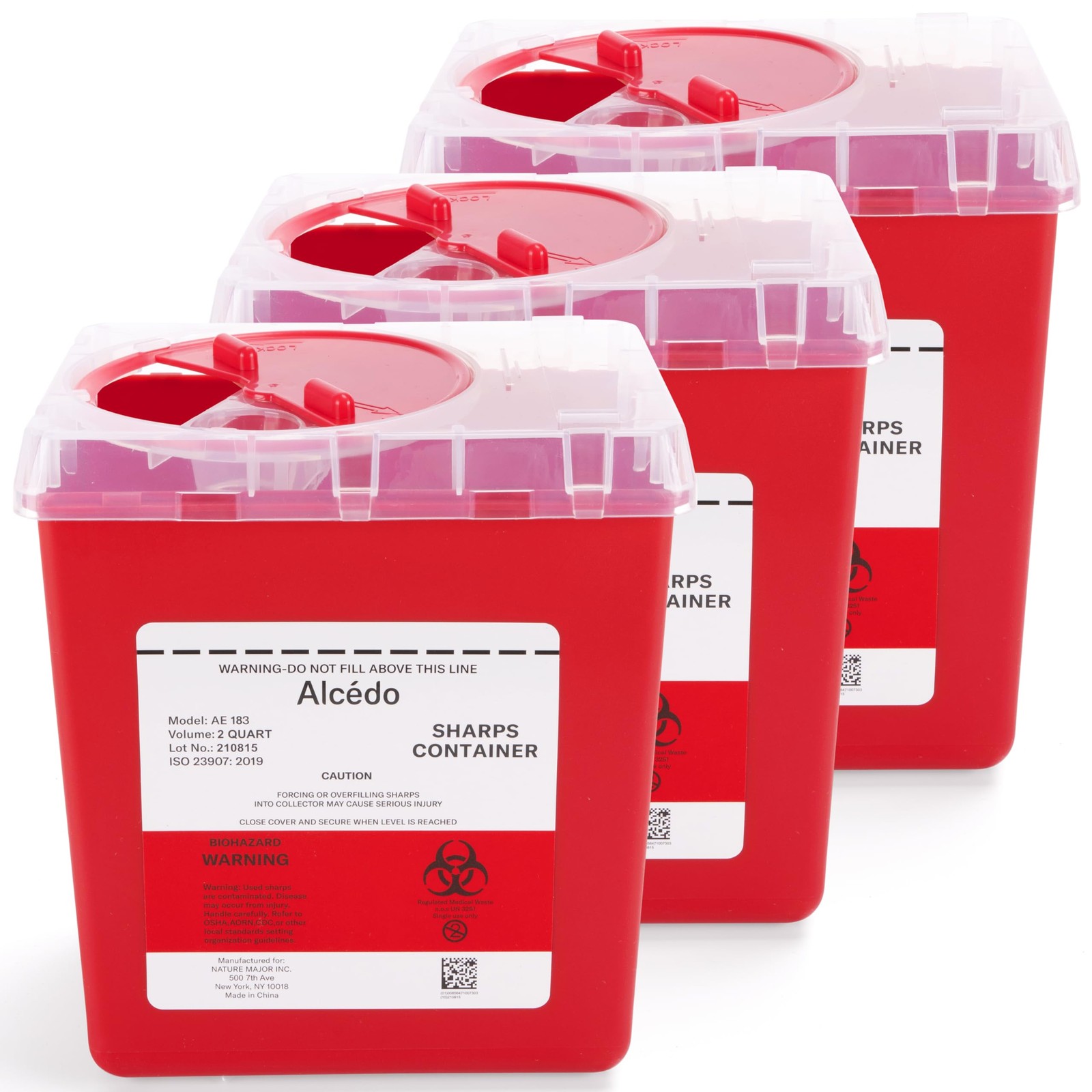Sharps Container for Home and Professional Use 2 Quart (3-Pack), Biohazard Ne…