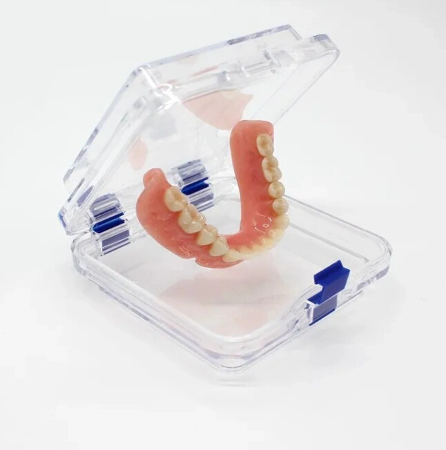 Plastic Dental Box Denture Storage Box with Membrane Hinge Display Jewelry Boxes