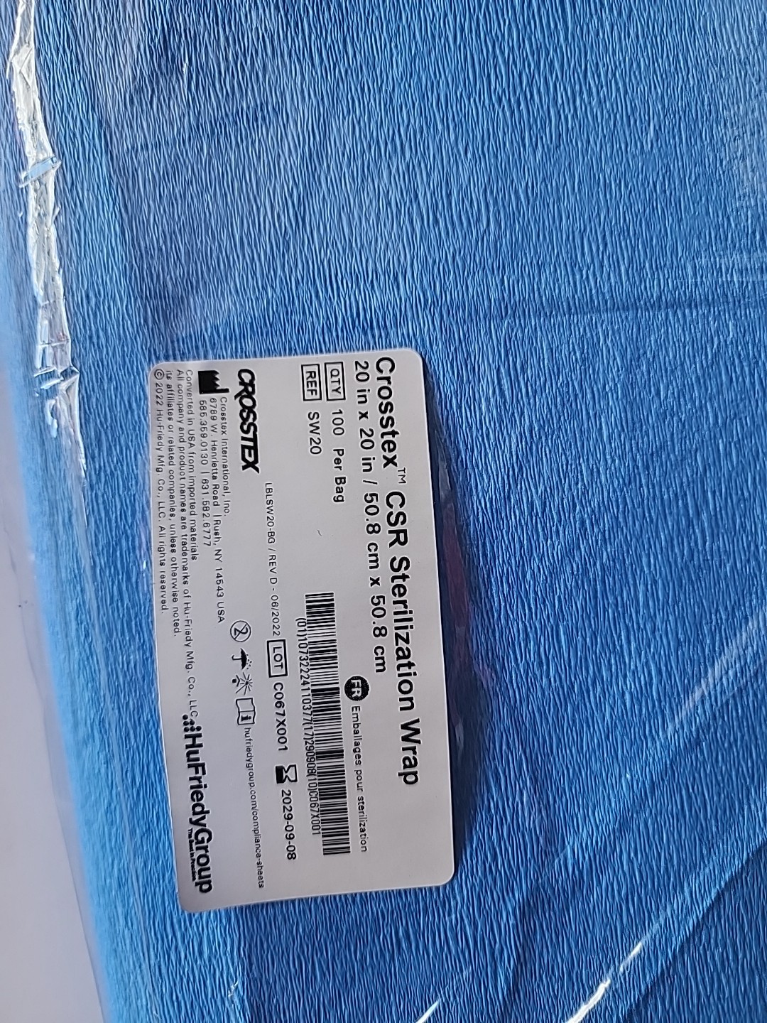 CrossTex CSR Sterilization Wrap 20″x20″ (100 Sheets) – Medical Blue