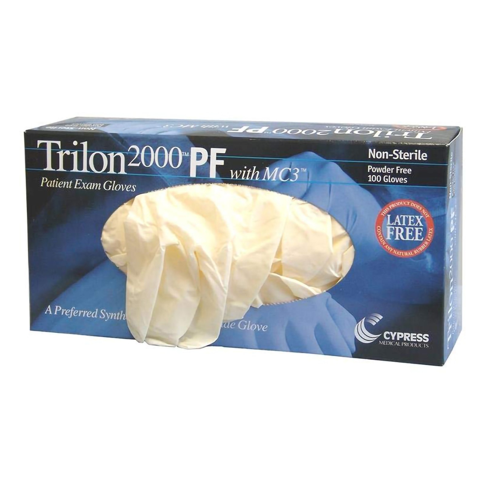 Trilon 2000® PF with MC3® Stretch Vinyl Exam Glove, Large, Ivory-Box of 100